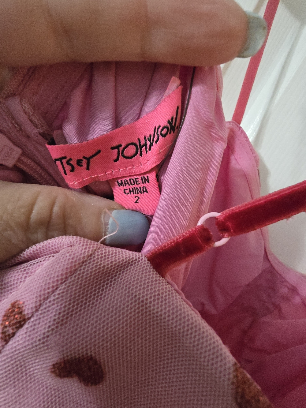 Betsey Johnson Pink Dress with Red Heart Print - Picture 4 of 4